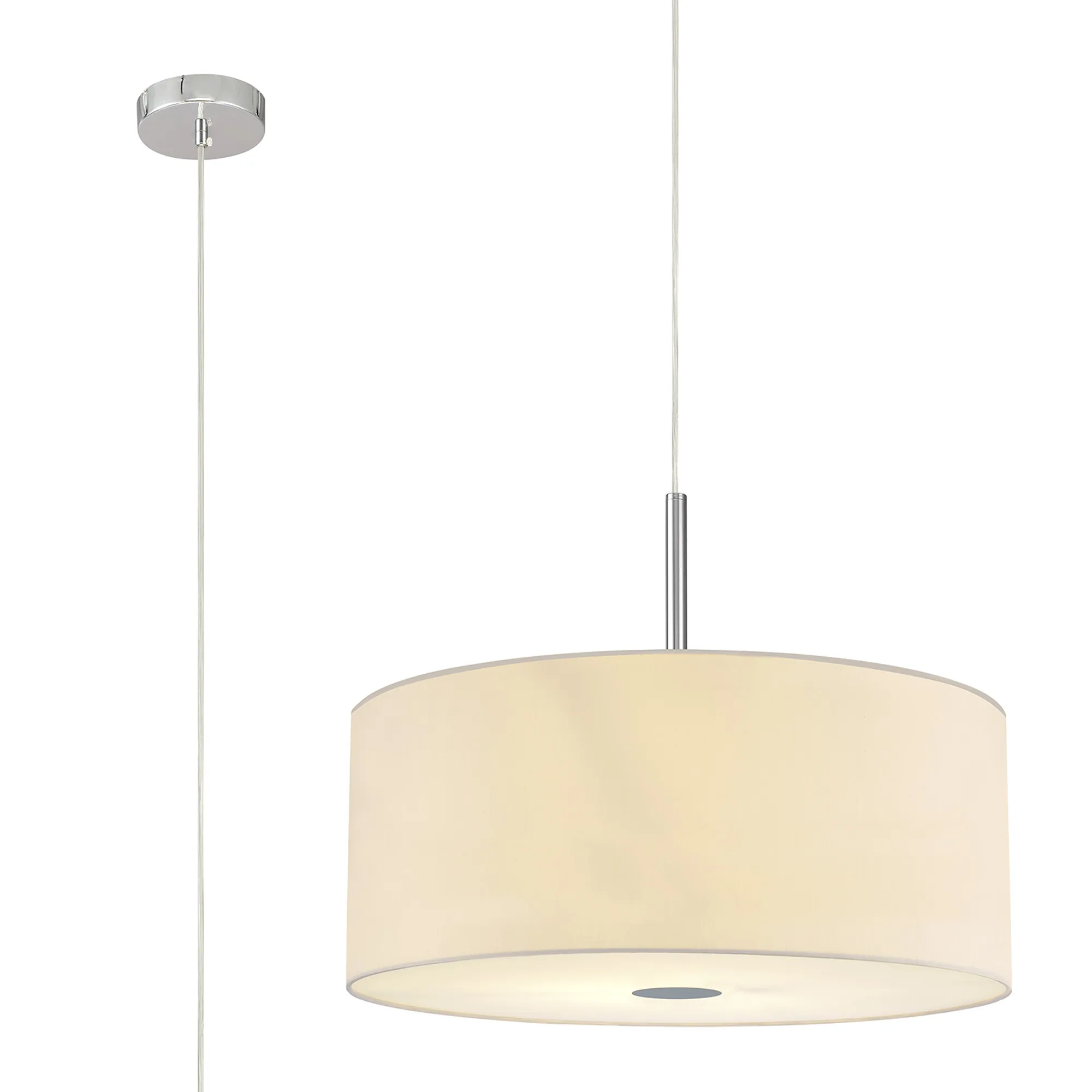 DK0475  Baymont 60cm 5 Light Pendant Polished Chrome, Ivory Pearl/White, Frosted Diffuser